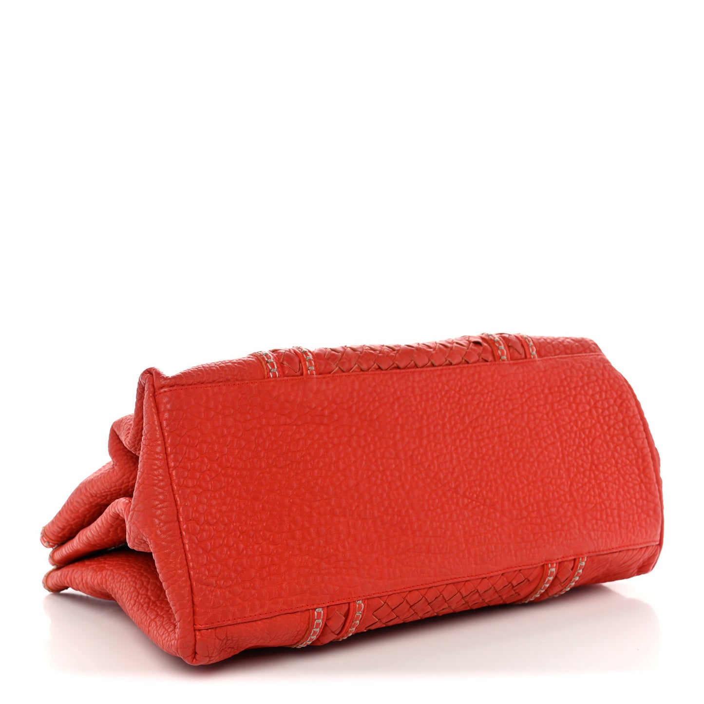 Pebbled Lambskin Intrecciato Stitched Medium Roma Tote Vesuvio
