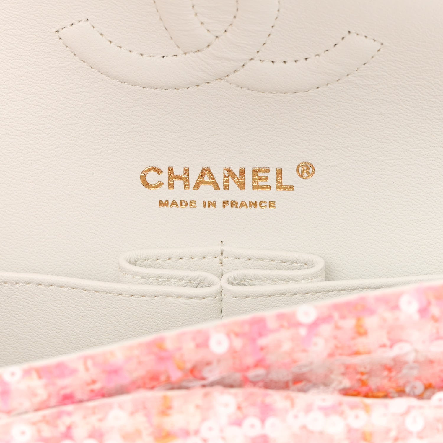 Chanel Tweed Braid Sequin Medium Double Flap White Pink Orange 6 of 13
