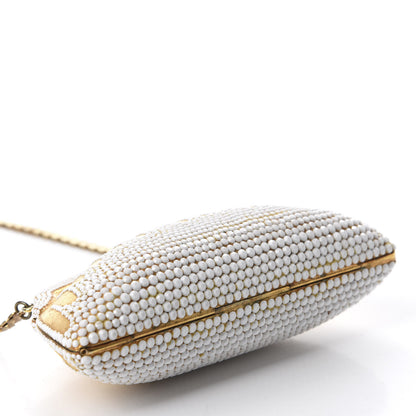 Judith Leiber Metallic Beaded Clutch Gold White 4 of 11