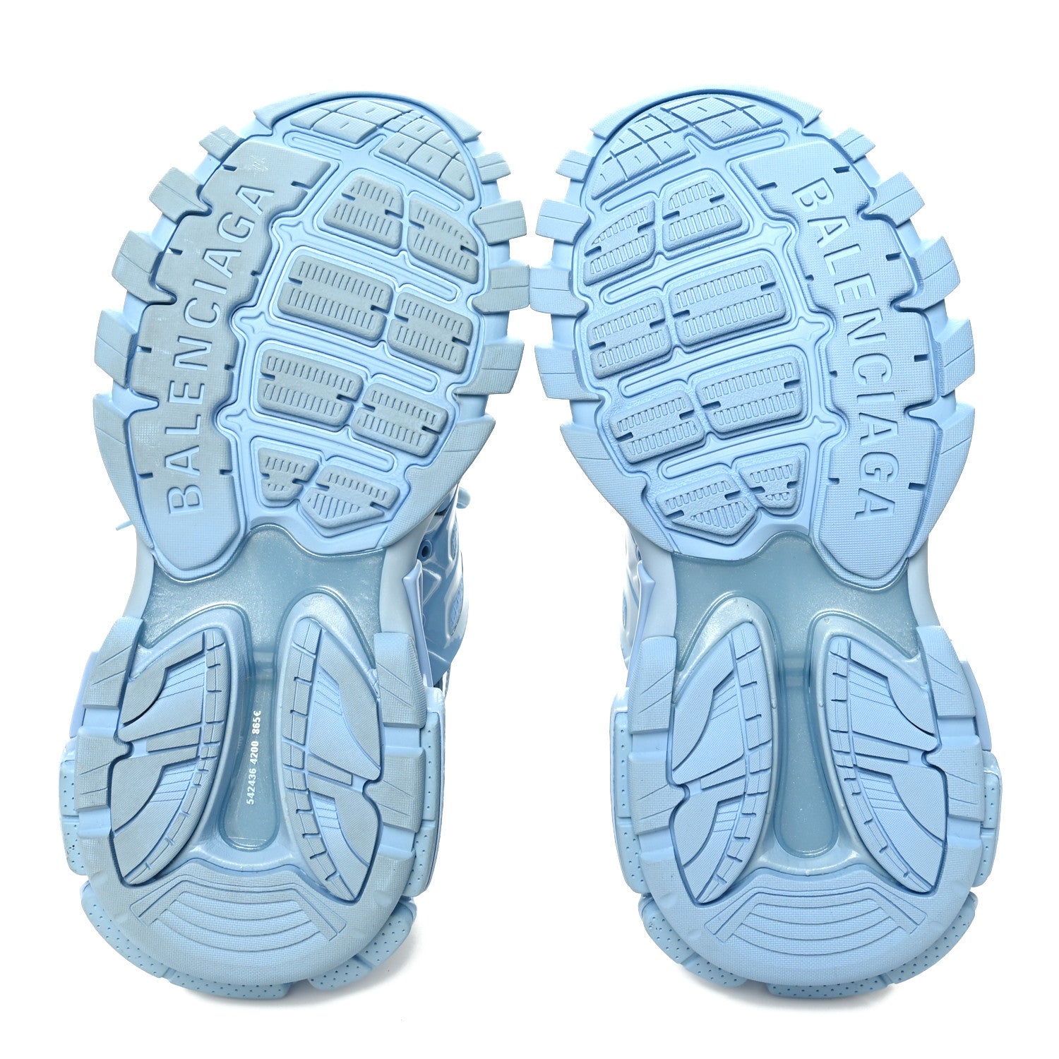 Balenciaga Patent Mesh Rubber Metallic Monochrome Womens Track Sneakers 37 Light Blue Metallic 5 of 10