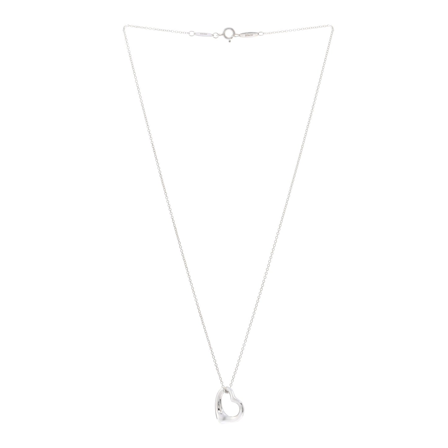 Sterling Silver 16mm Elsa Peretti Open Heart Pendant Necklace