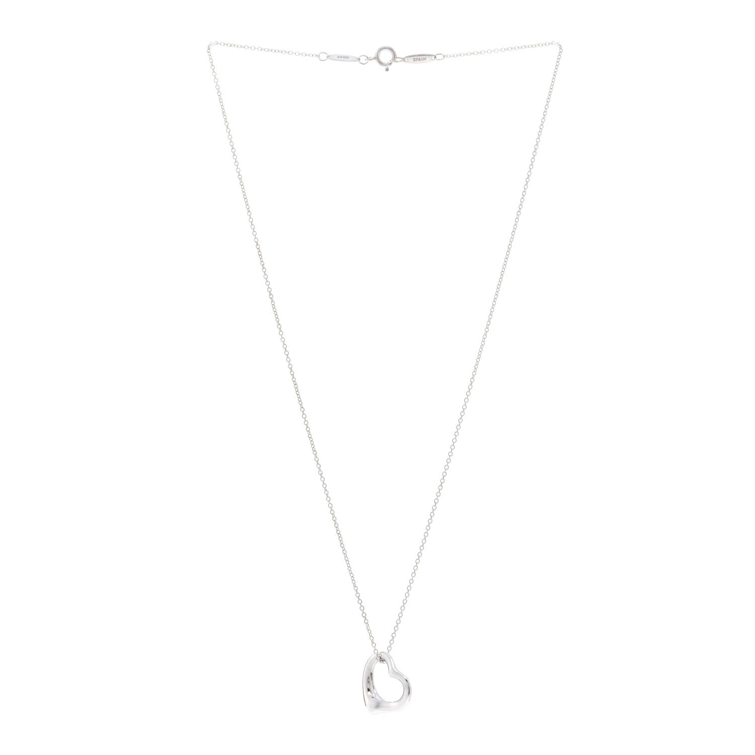 Tiffany Sterling Silver 16mm Elsa Peretti Open Heart Pendant Necklace 3 of 4