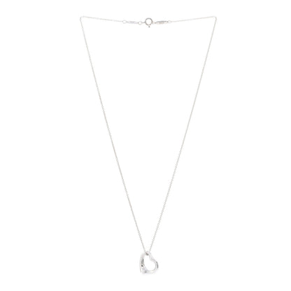 Tiffany Sterling Silver 16mm Elsa Peretti Open Heart Pendant Necklace 3 of 4