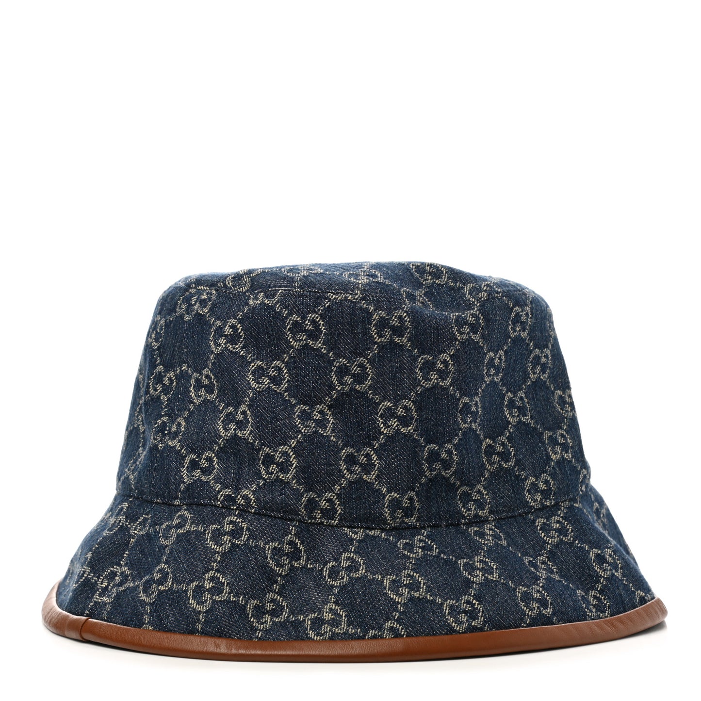 Washed Jacquard Denim Nappa GG Monogram Oscar Bucket Hat XXL Denim Cuir
