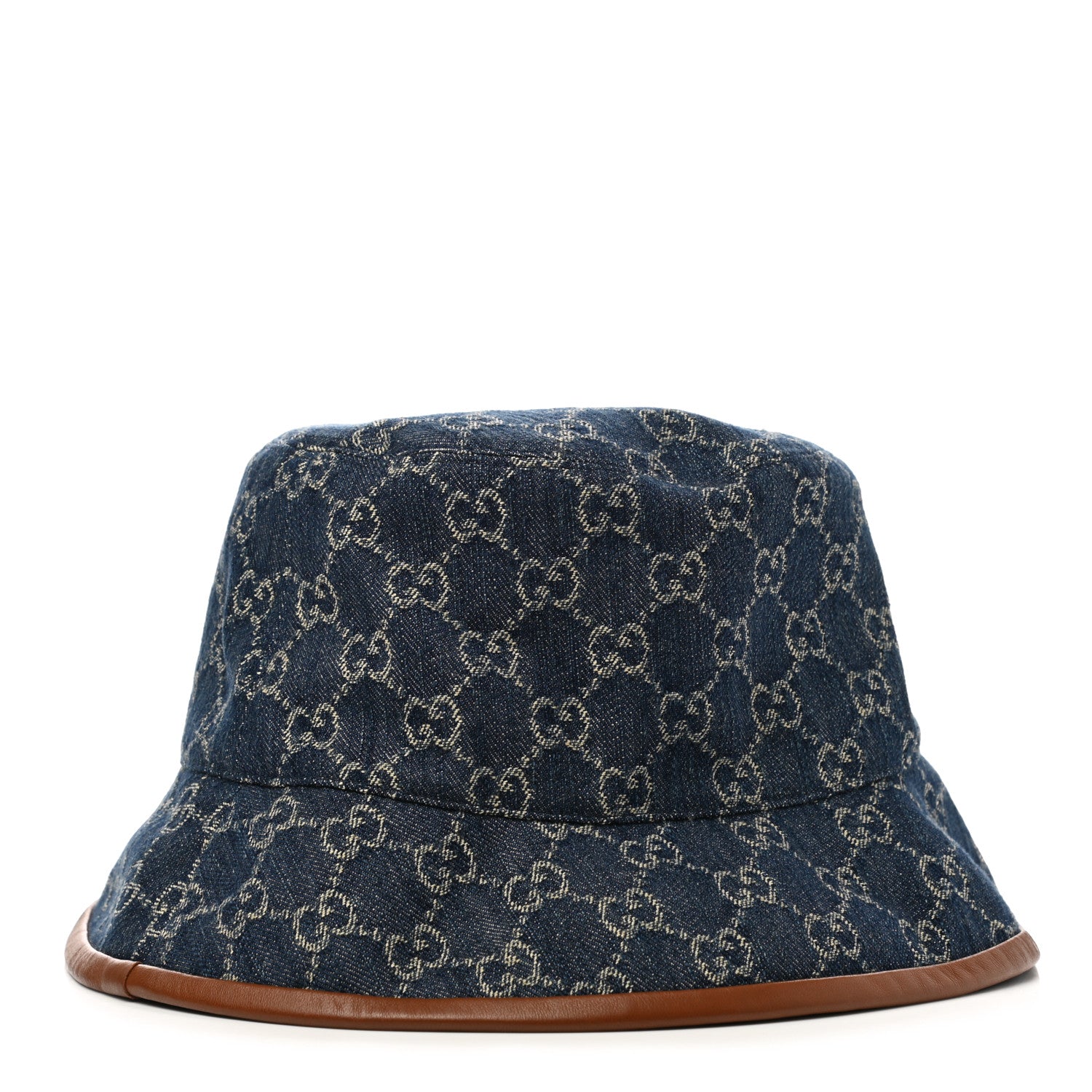 Gucci Washed Jacquard Denim Nappa GG Monogram Oscar Bucket Hat XXL Denim Cuir 1 of 10