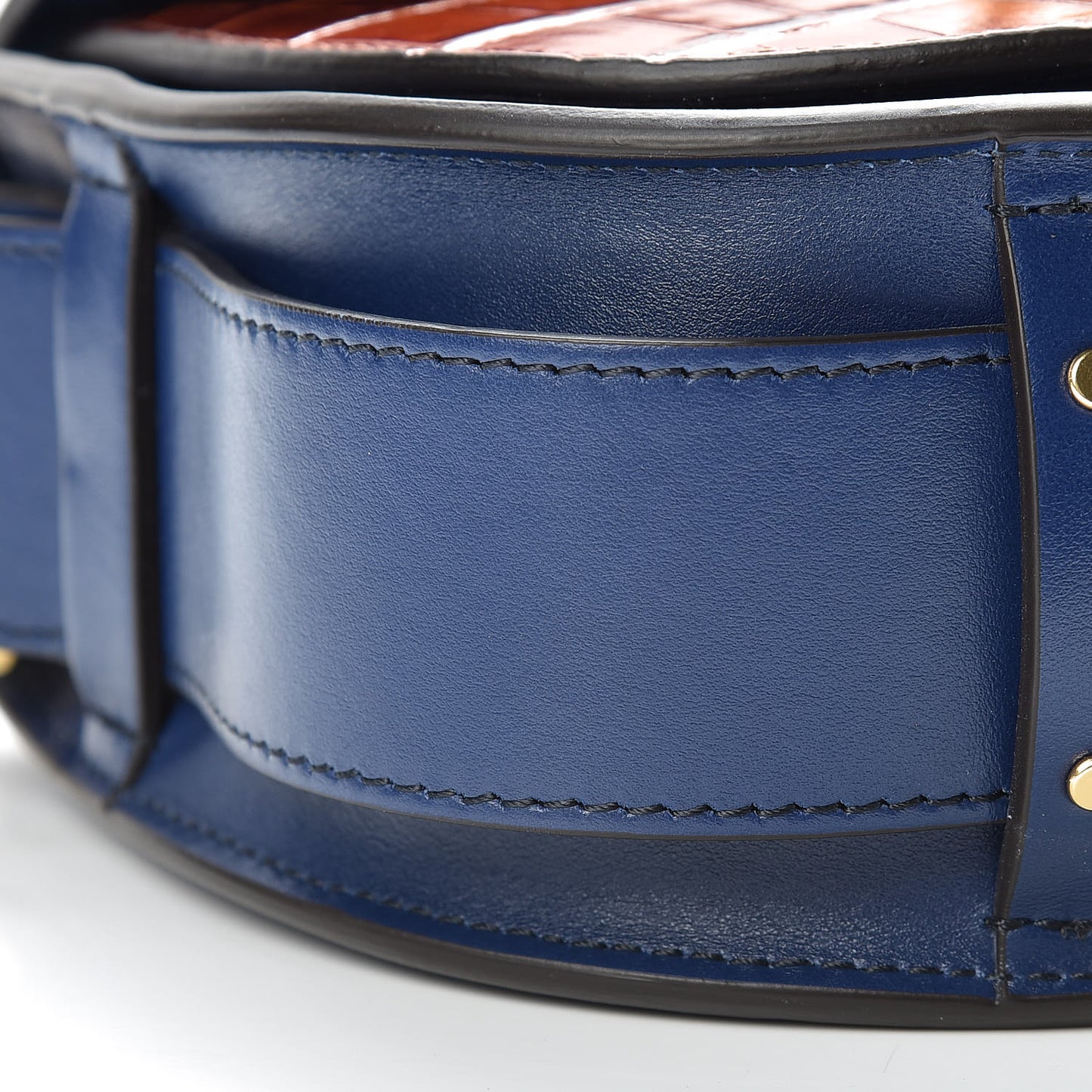 Calfskin Crocodile Embossed Small Tess Bag Blue