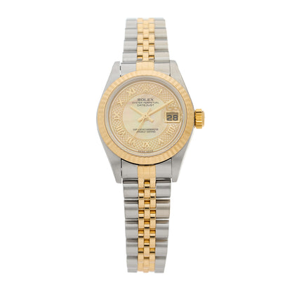 Rolex Stainless Steel 18K Yellow Gold Mother of Pearl 26mm Oyster Perpetual Datejust Watch Champagne 79173 1 of 4