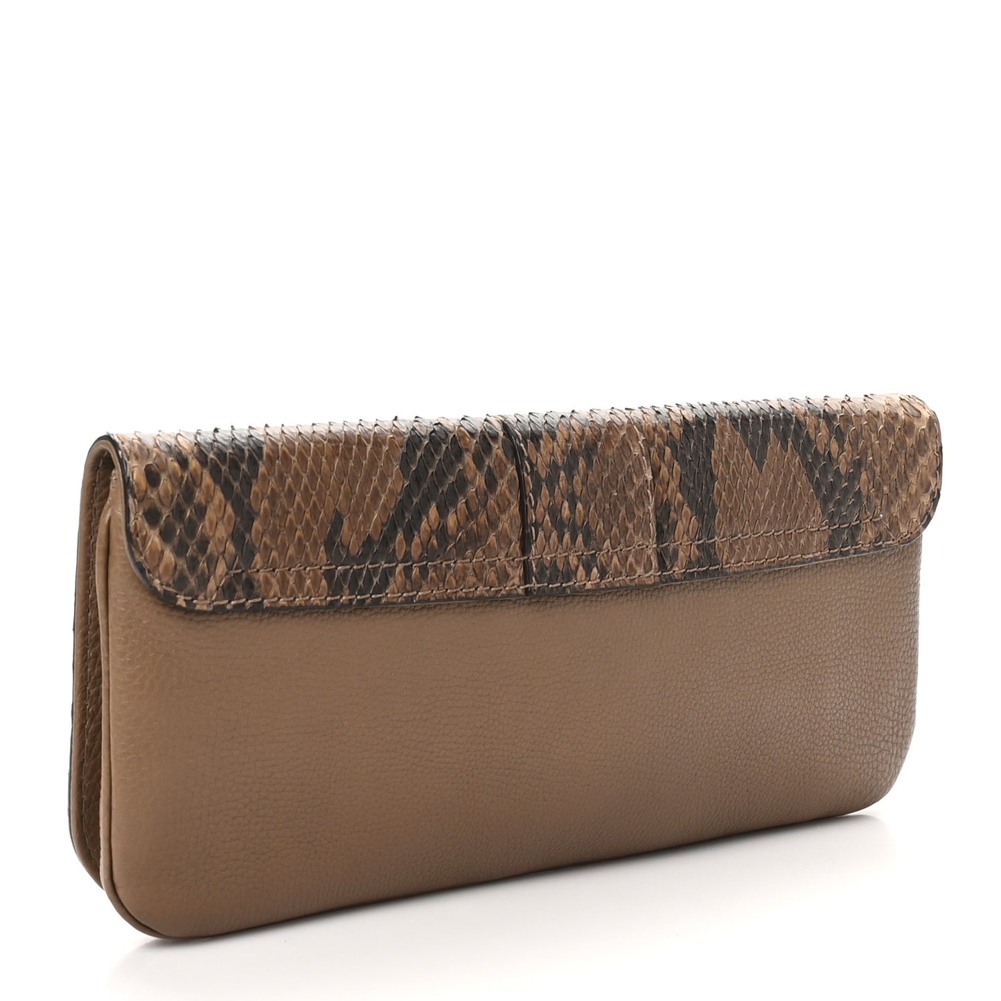 Snakeskin Deerskin Greenwich Clutch Beige