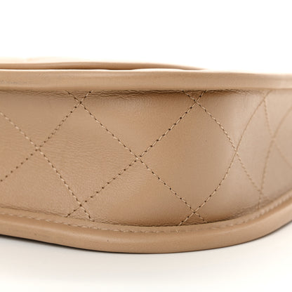 Chanel Calfskin Quilted CC Hobo Handbag Beige 10 of 10