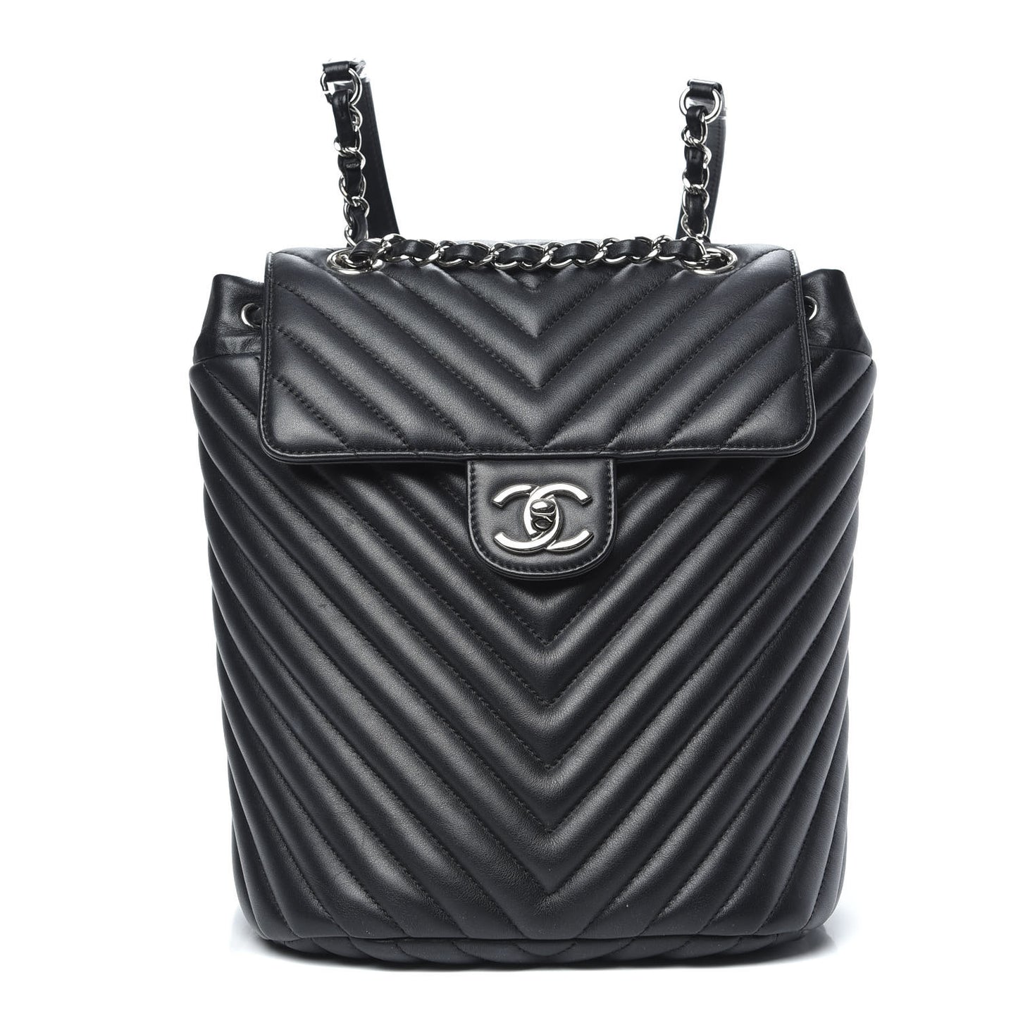 Calfskin Chevron Quilted Small Urban Spirit Backpack Black
