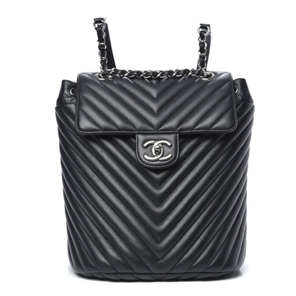 Chanel Calfskin Chevron Quilted Small Urban Spirit Backpack Black 1 of 11