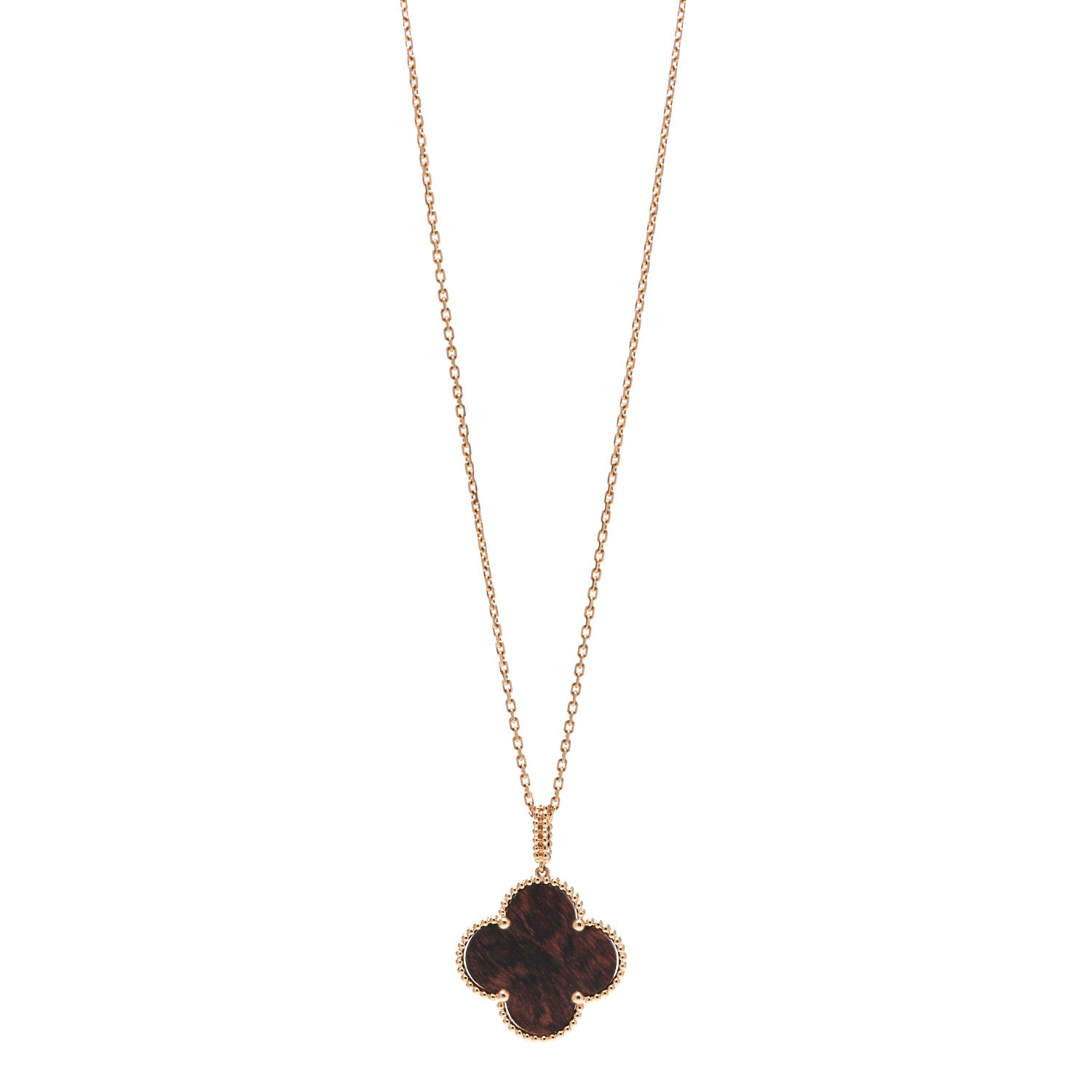 Van Cleef & Arpels 18K Rose Gold Letterwood Magic Alhambra Long Necklace 1 of 6