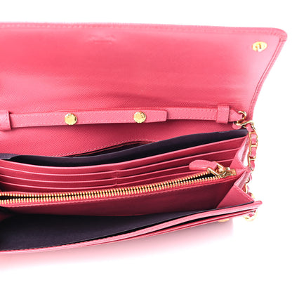 Prada Saffiano Metal Oro Chain Wallet Peonia 4 of 4