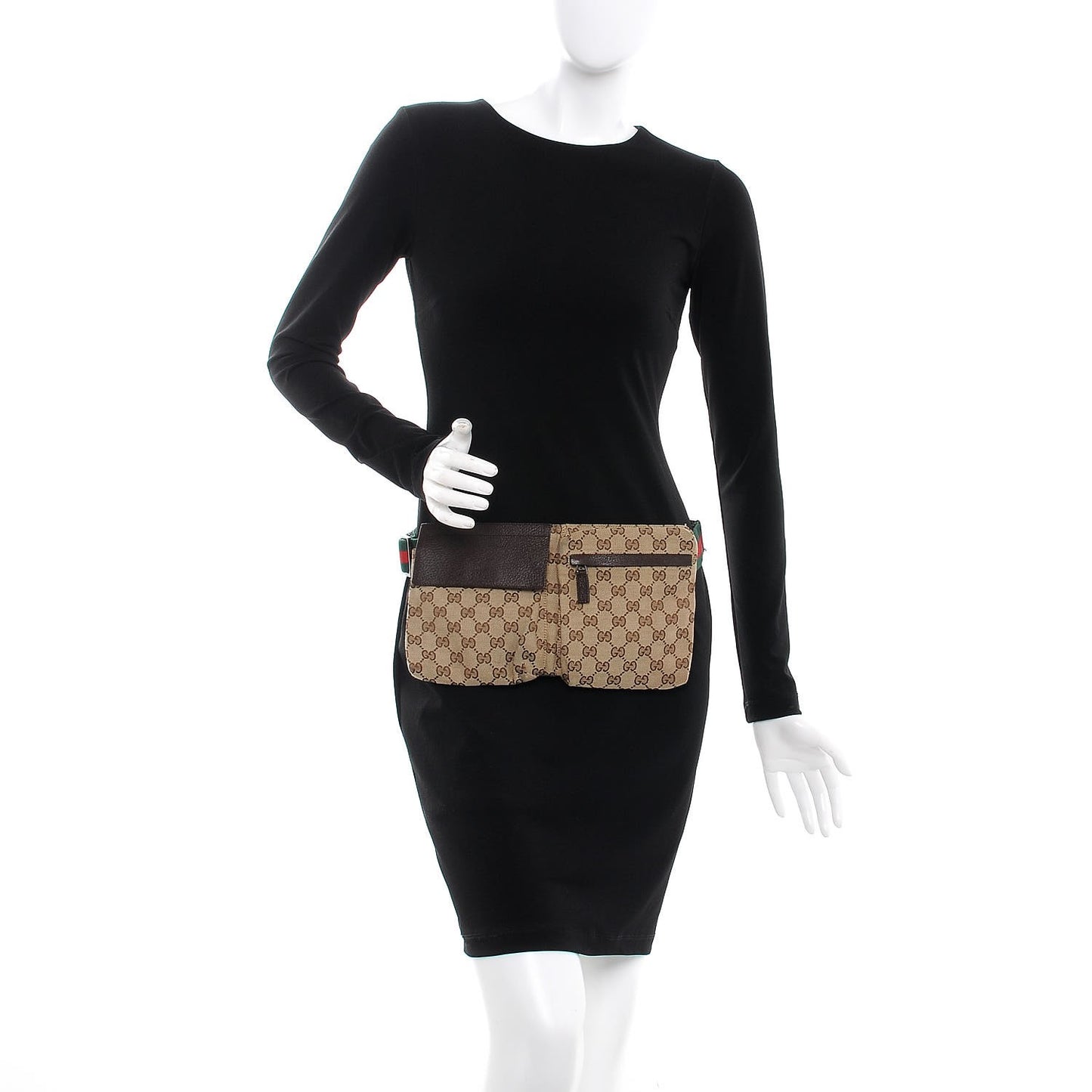 Monogram Web Belt Bag Dark Brown
