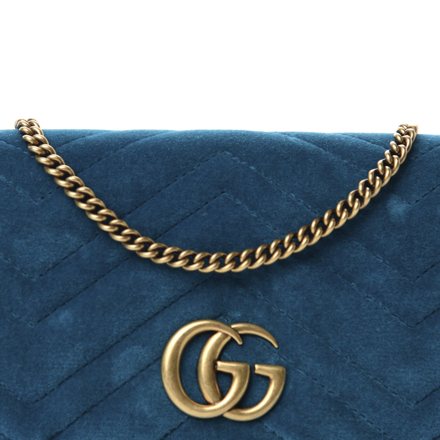 Velvet Matelasse GG Marmont Mini Bag Pavone Cyan