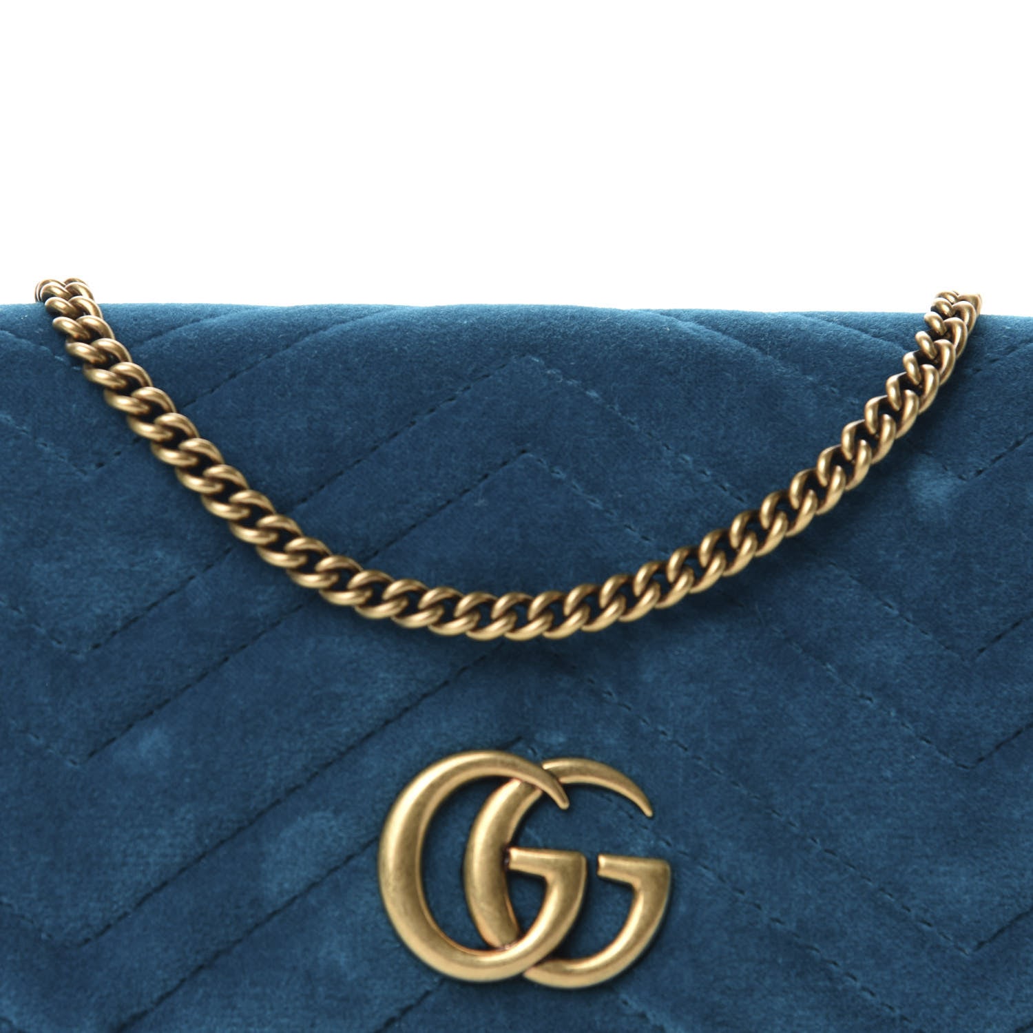 Gucci Velvet Matelasse GG Marmont Mini Bag Pavone Cyan 9 of 9