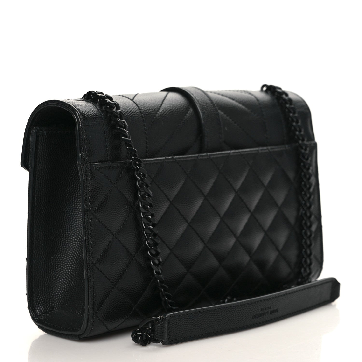 Saint Laurent Grain De Poudre Textured Mixed Matelasse Triquilt Small Monogram Satchel Black 3 of 8