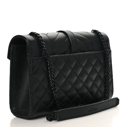 Saint Laurent Grain De Poudre Textured Mixed Matelasse Triquilt Small Monogram Satchel Black 3 of 8