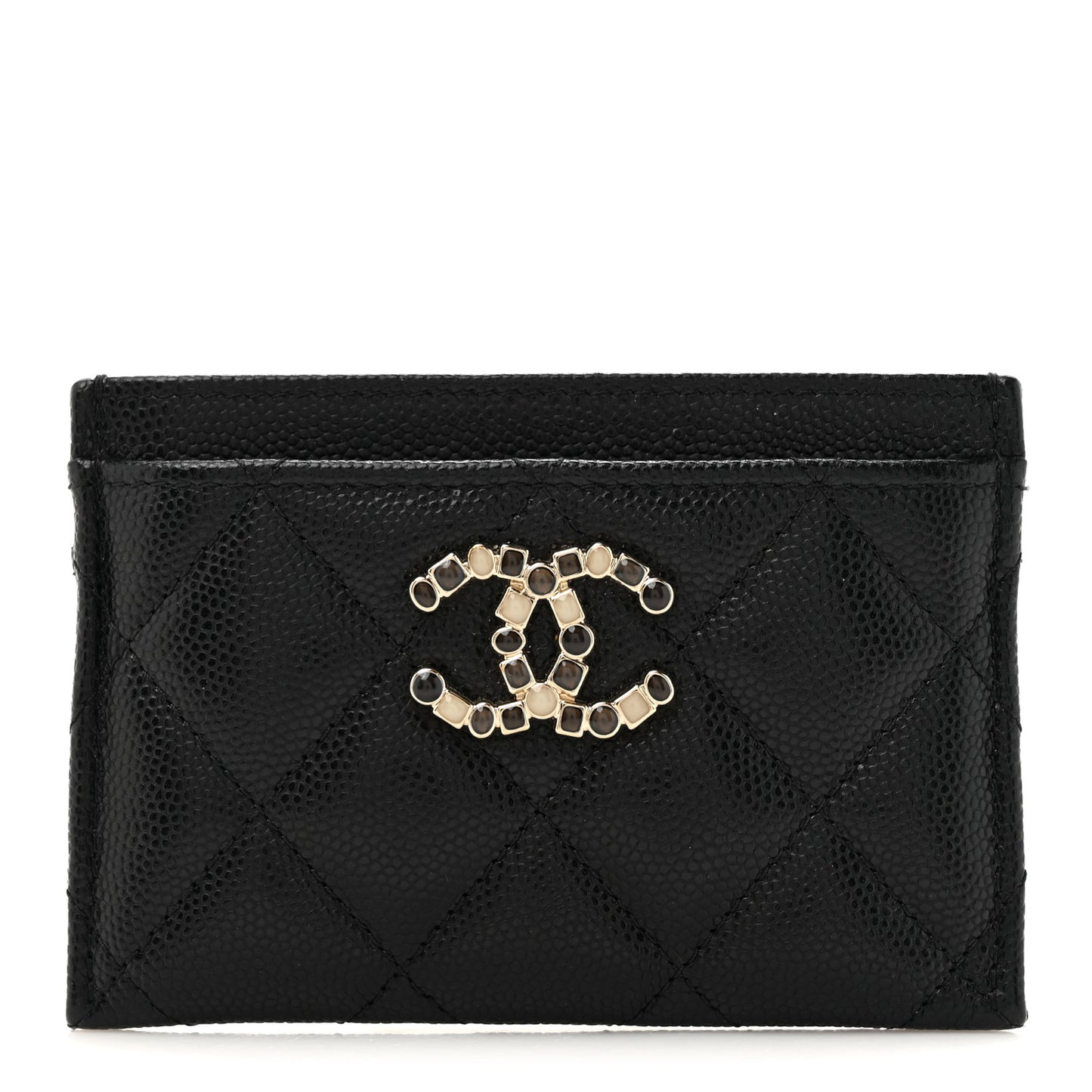 Caviar Quilted French New Wave Card Holder Black