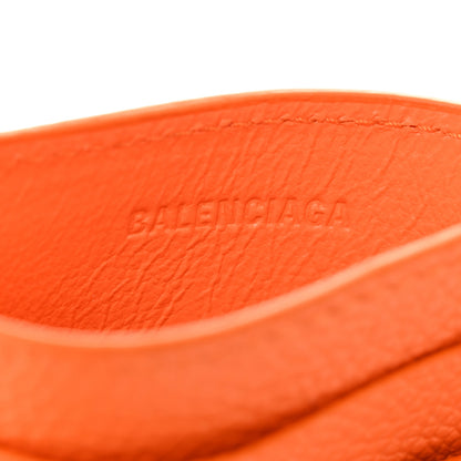 Balenciaga Grained Calfskin Logo Cash Card Holder Pop Orange Black 6 of 9