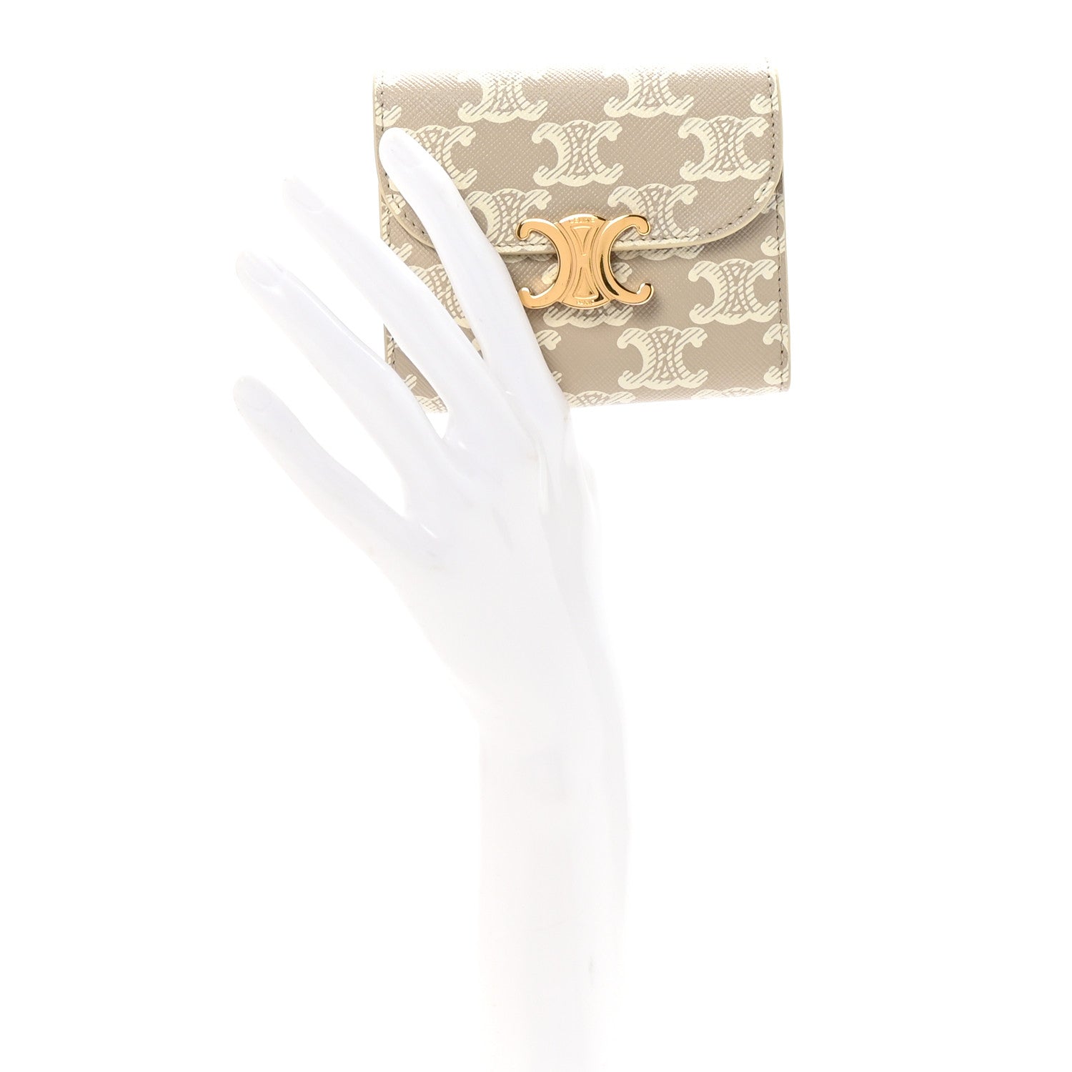 Celine Triomphe Canvas Small Triomphe Wallet White 2 of 8