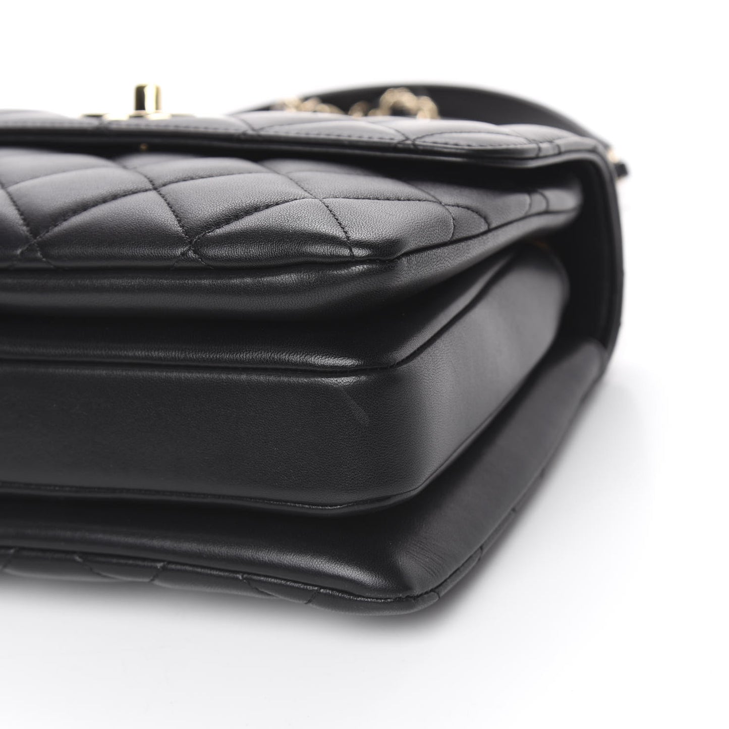Lambskin Quilted Small Trendy CC Dual Handle Flap Bag Black