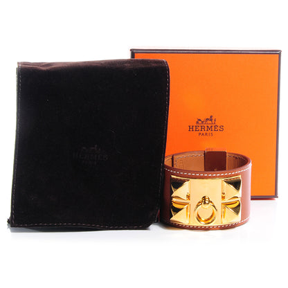 Hermes Tadelakt Leather Collier de Chien CDC Bracelet Fauve Small 6 of 6