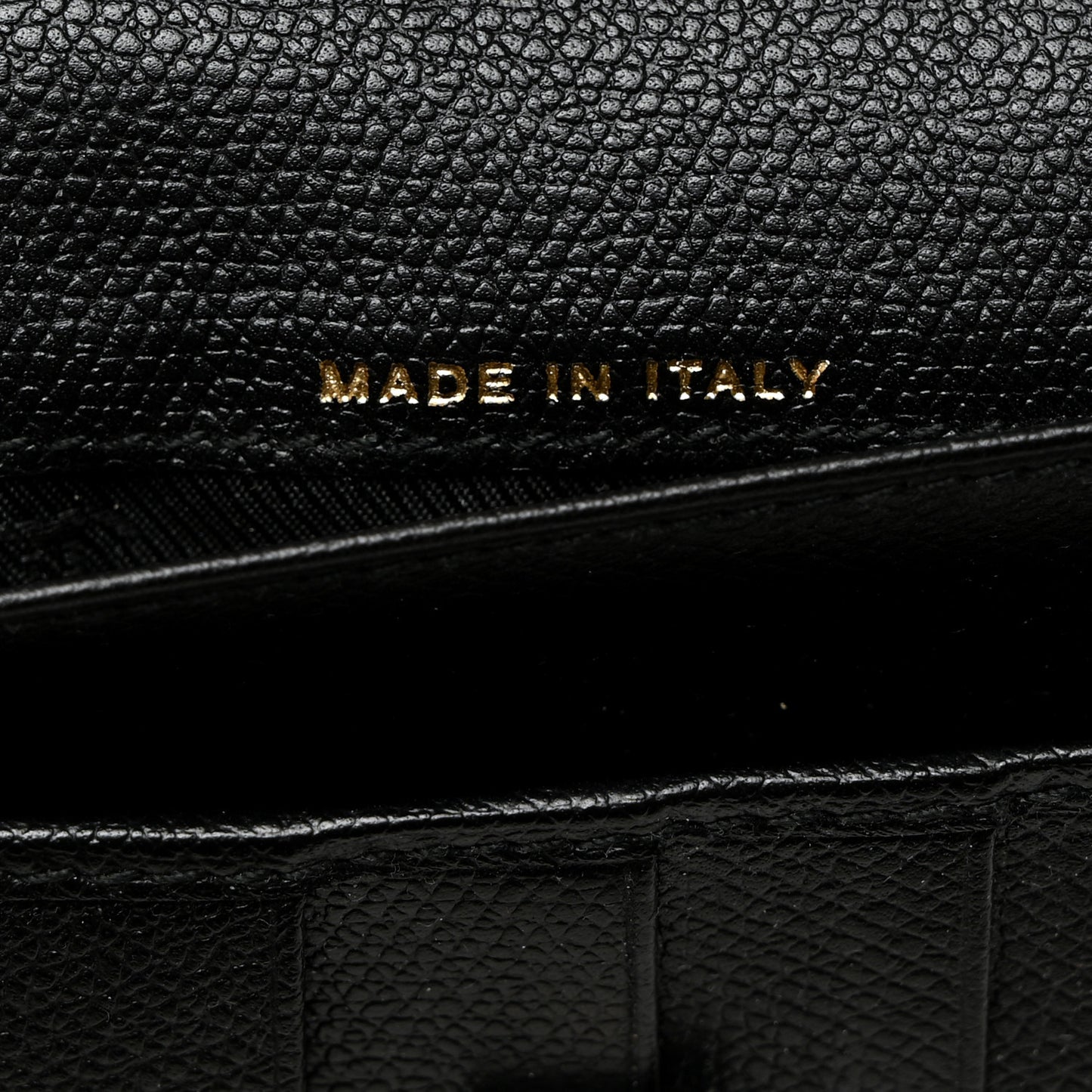 Grained Calfskin CC Button Long Wallet Black