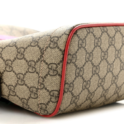 Gucci GG Supreme Monogram Web Bosco Patch Dome Backpack Beige Malva Hibiscus Red 9 of 10