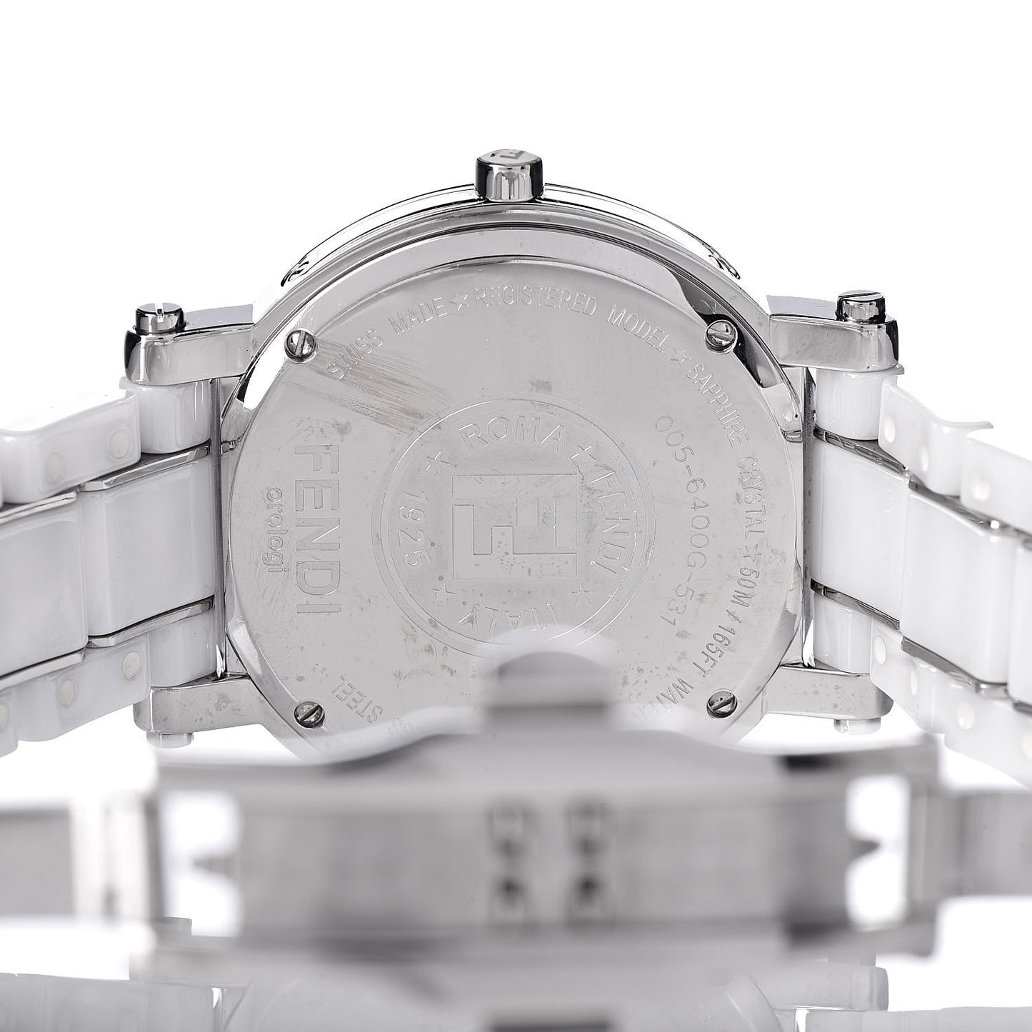 Stainless Steel Ceramic Diamond Bezel 38mm Round Quartz Watch White