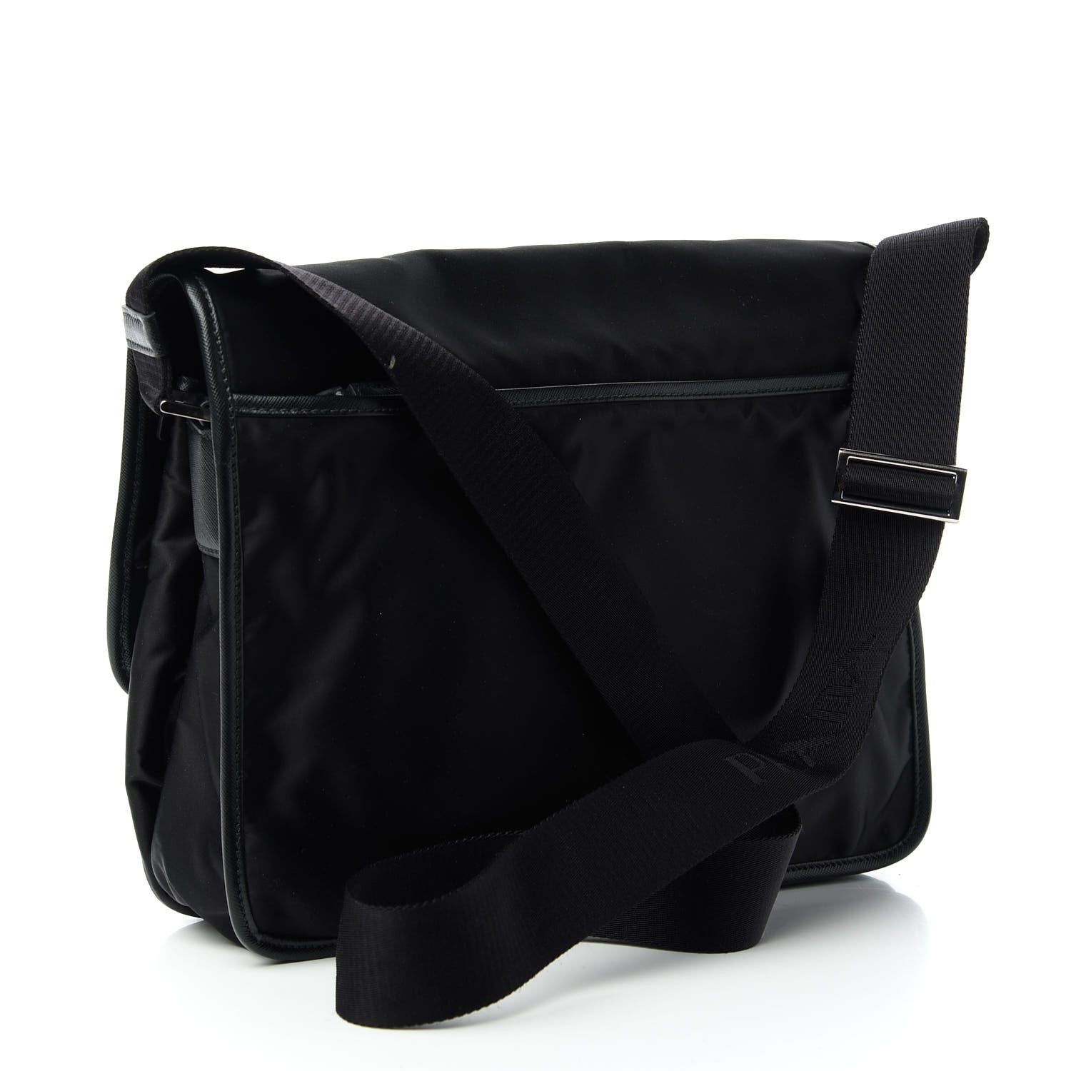 Prada Tessuto Nylon Saffiano Messenger Satchel Black 3 of 9