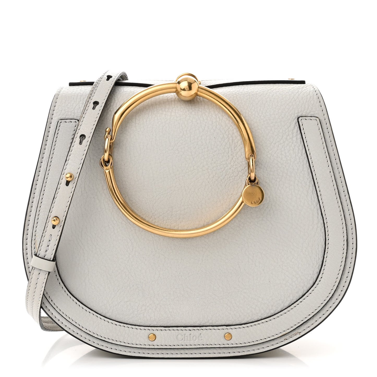 Calfskin Suede Medium Nile Bracelet Bag Cloudy Blue