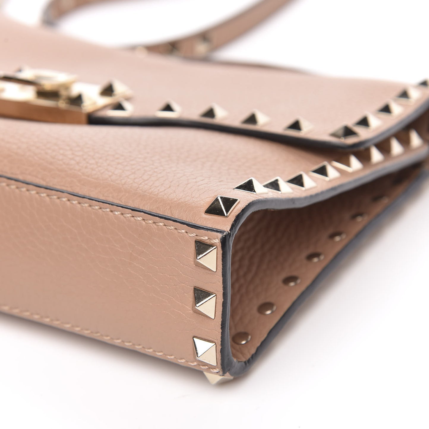 Pebbled Calfskin Medium Rockstud Flip Lock Crossbody Bag Skin Sorbet