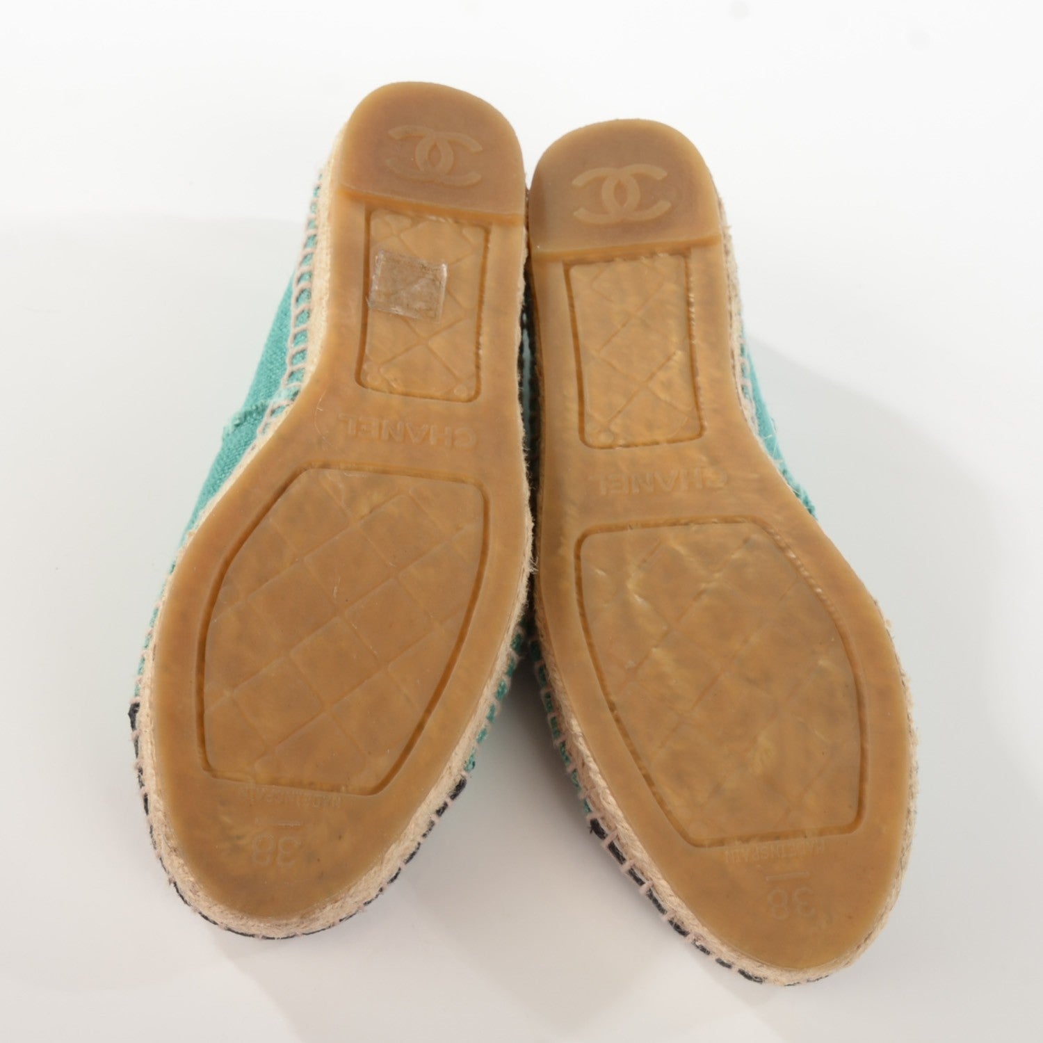 Chanel Toile CC Espadrilles 38 Green Black 5 of 8