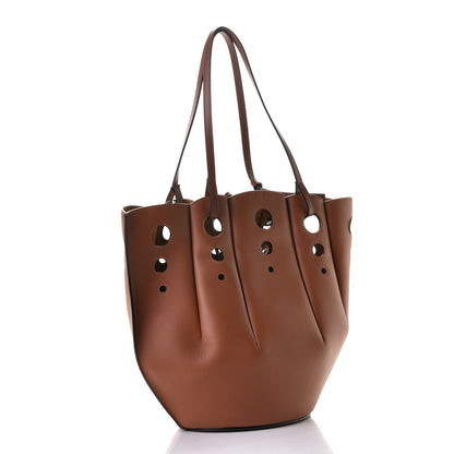 Loewe Calfskin Perforated Shell Tote Tan 2 of 4