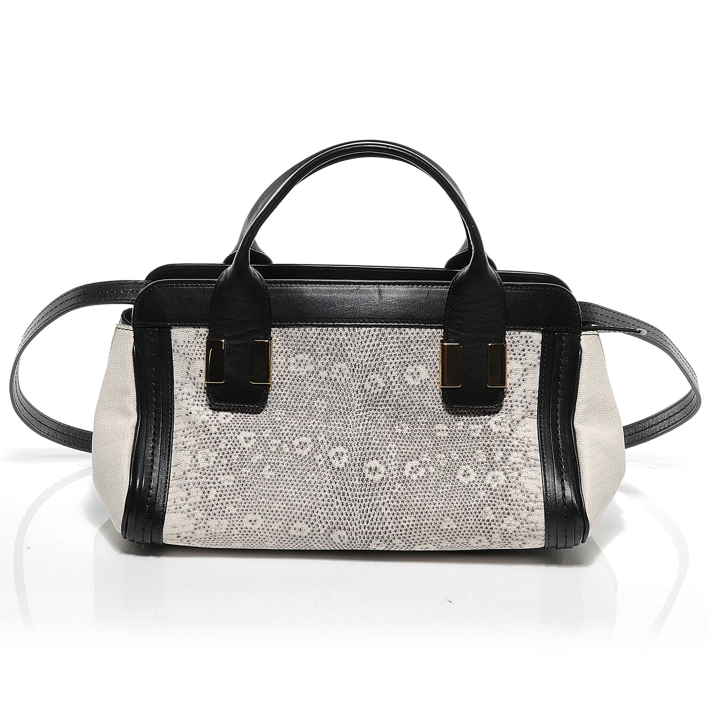 Lizard Embossed Mini Alice Satchel Black White