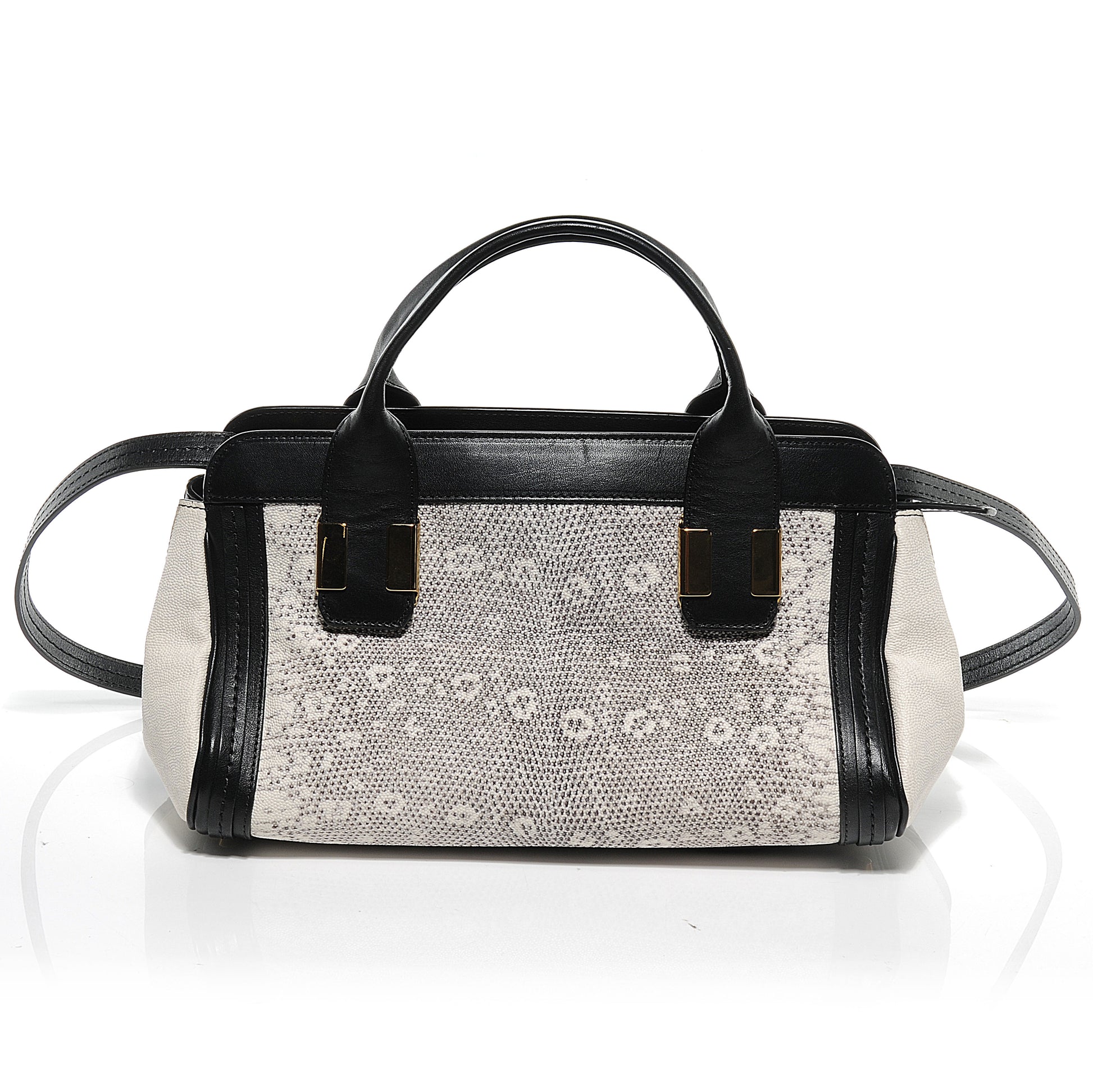 Chloe Lizard Embossed Mini Alice Satchel Black White 4 of 11