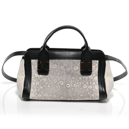 Chloe Lizard Embossed Mini Alice Satchel Black White 4 of 11