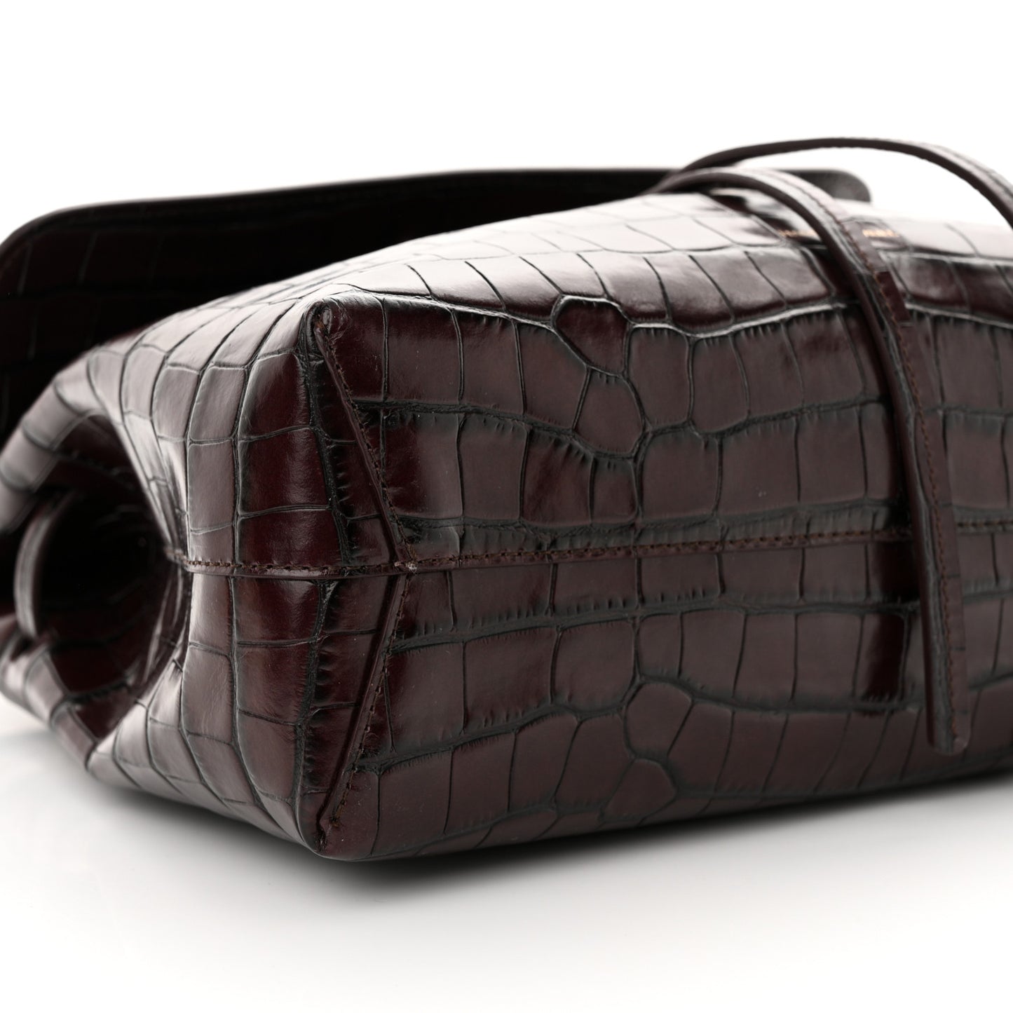 Calfskin Crocodile Embossed Lady Bag Burgundy