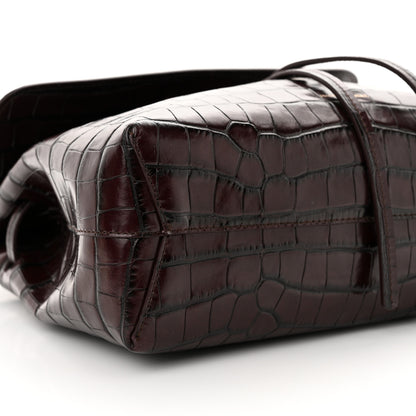 Mansur Gavriel Calfskin Crocodile Embossed Lady Bag Burgundy 8 of 9