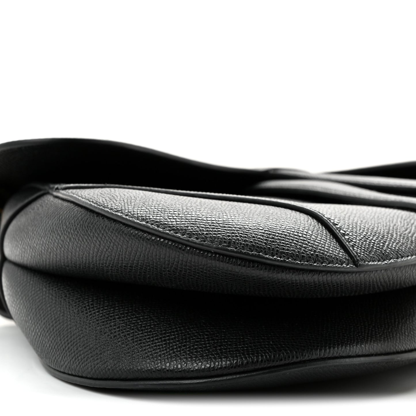 Grained Calfskin Saddle Bag With Strap Black