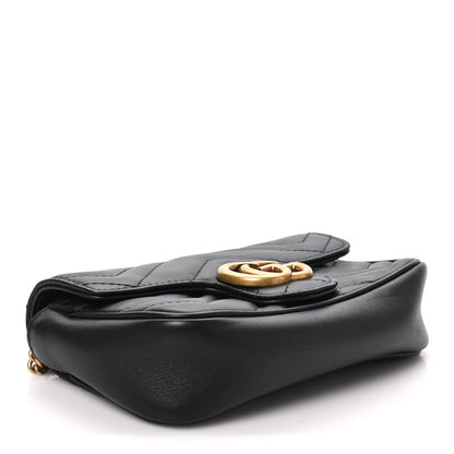 Gucci Calfskin Matelasse Super Mini GG Marmont Shoulder Bag Black 4 of 10