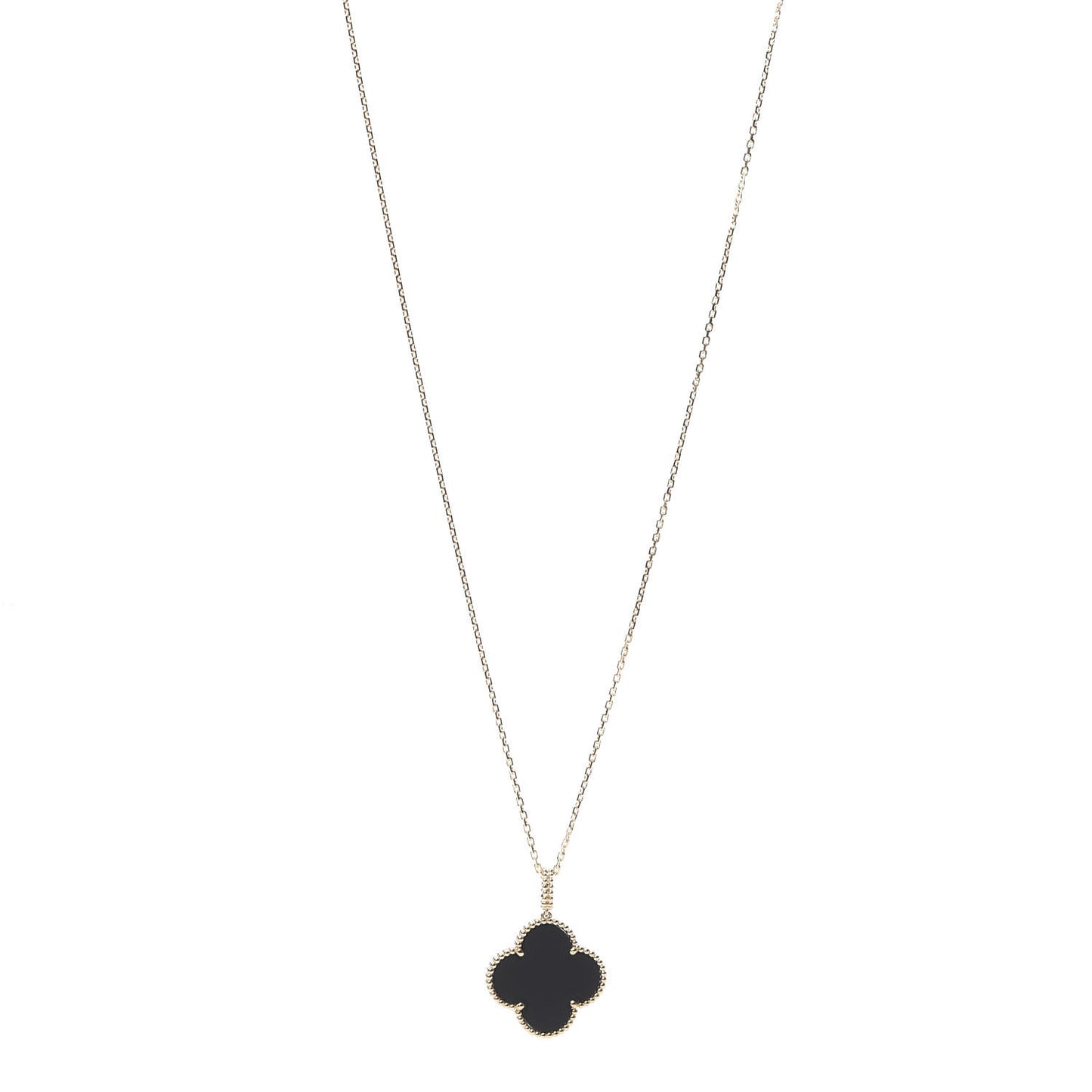 18K Yellow Gold Black Onyx Magic Alhambra Pendant Necklace
