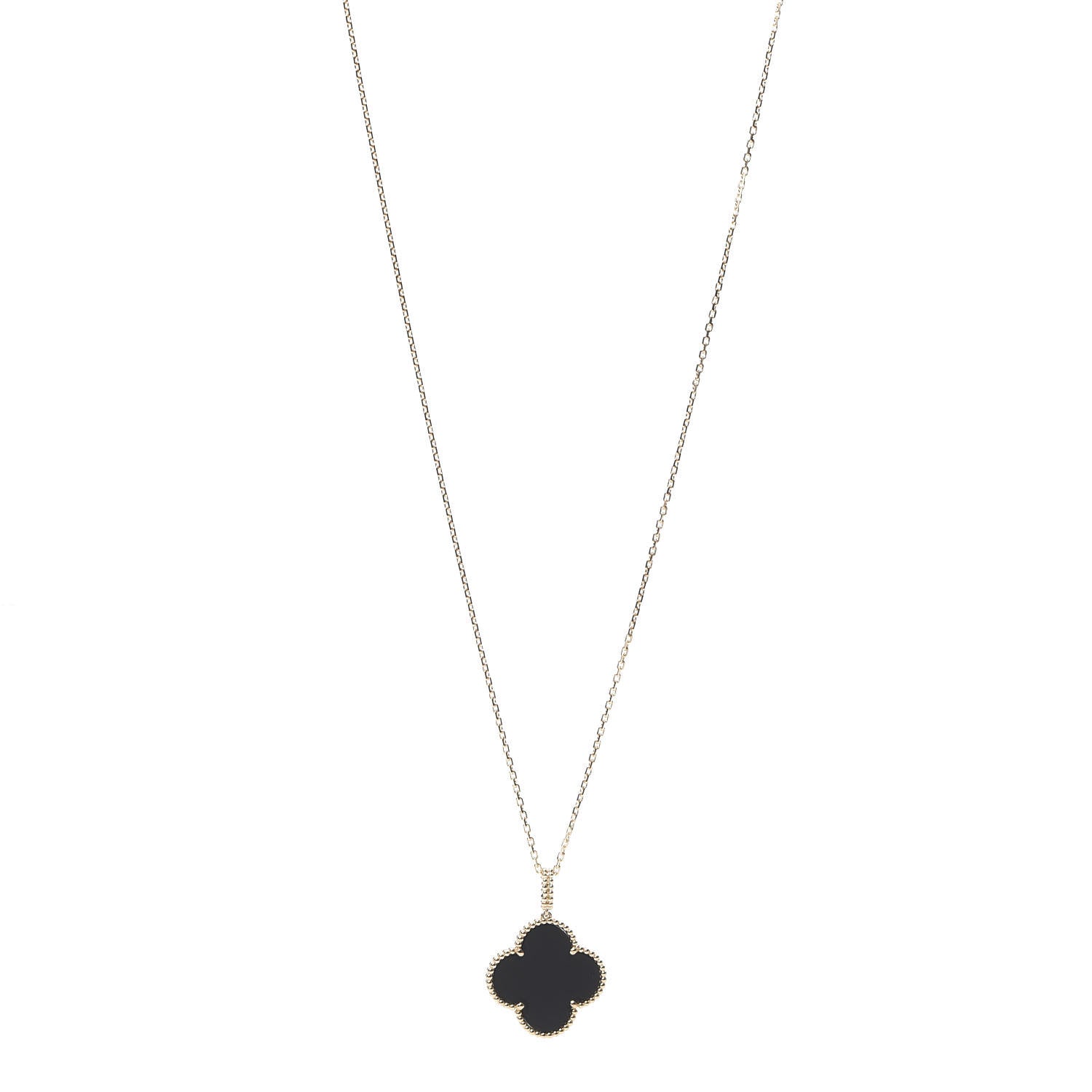 Van Cleef & Arpels 18K Yellow Gold Black Onyx Magic Alhambra Pendant Necklace 1 of 7