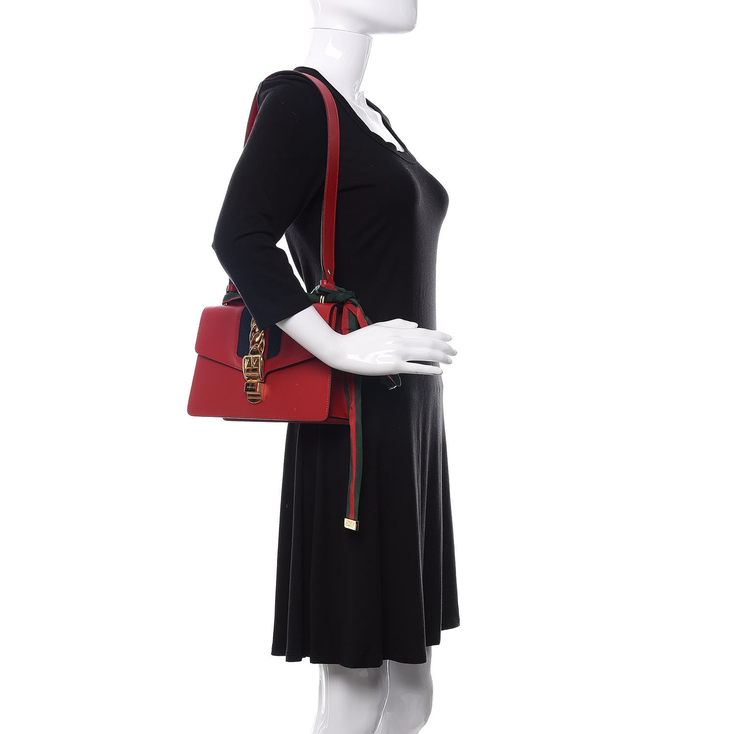 Gucci Calfskin Small Sylvie Shoulder Bag Hibiscus Red 2 of 10
