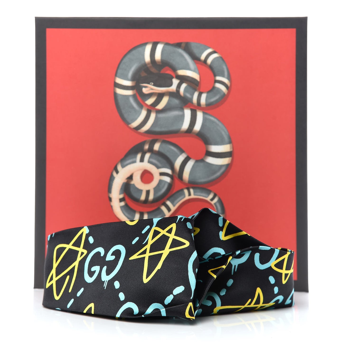 Silk GucciGhost Stars Print Duchesse Headband Black Sky Blue