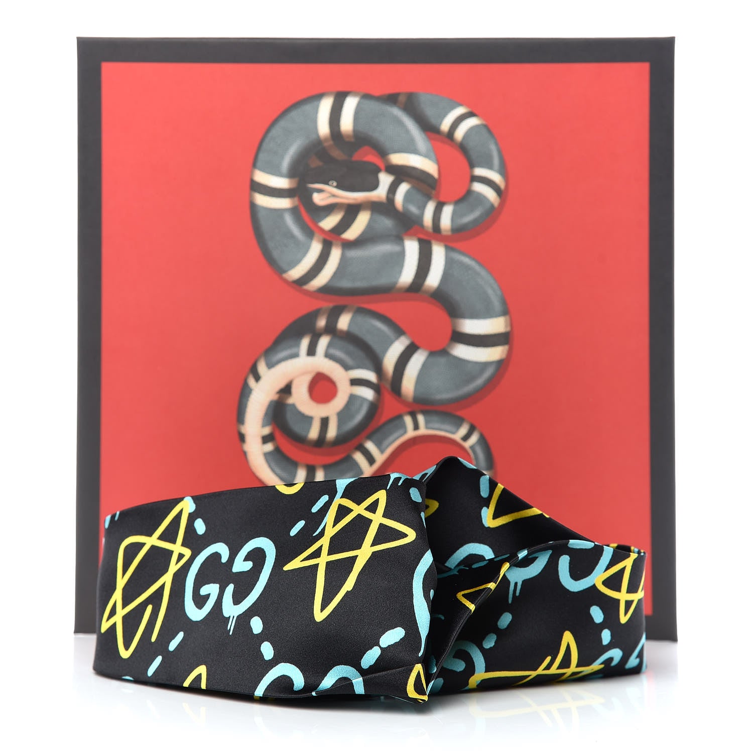 Gucci Silk GucciGhost Stars Print Duchesse Headband Black Sky Blue 6 of 6