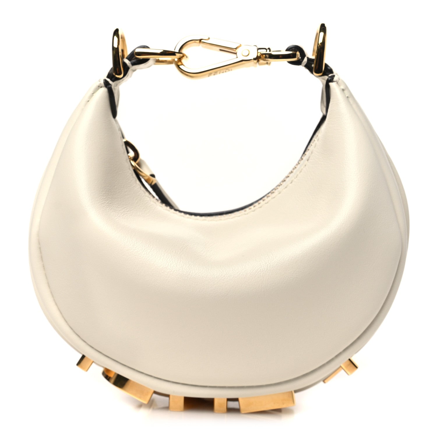 Fendi Vitello Grace Matte Nano Fendigraphy Hobo Charm White Ice 1 of 10