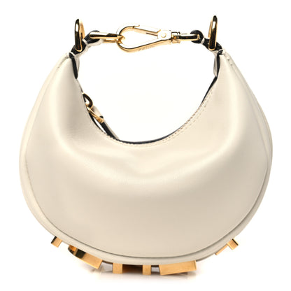 Fendi Vitello Grace Matte Nano Fendigraphy Hobo Charm White Ice 1 of 10