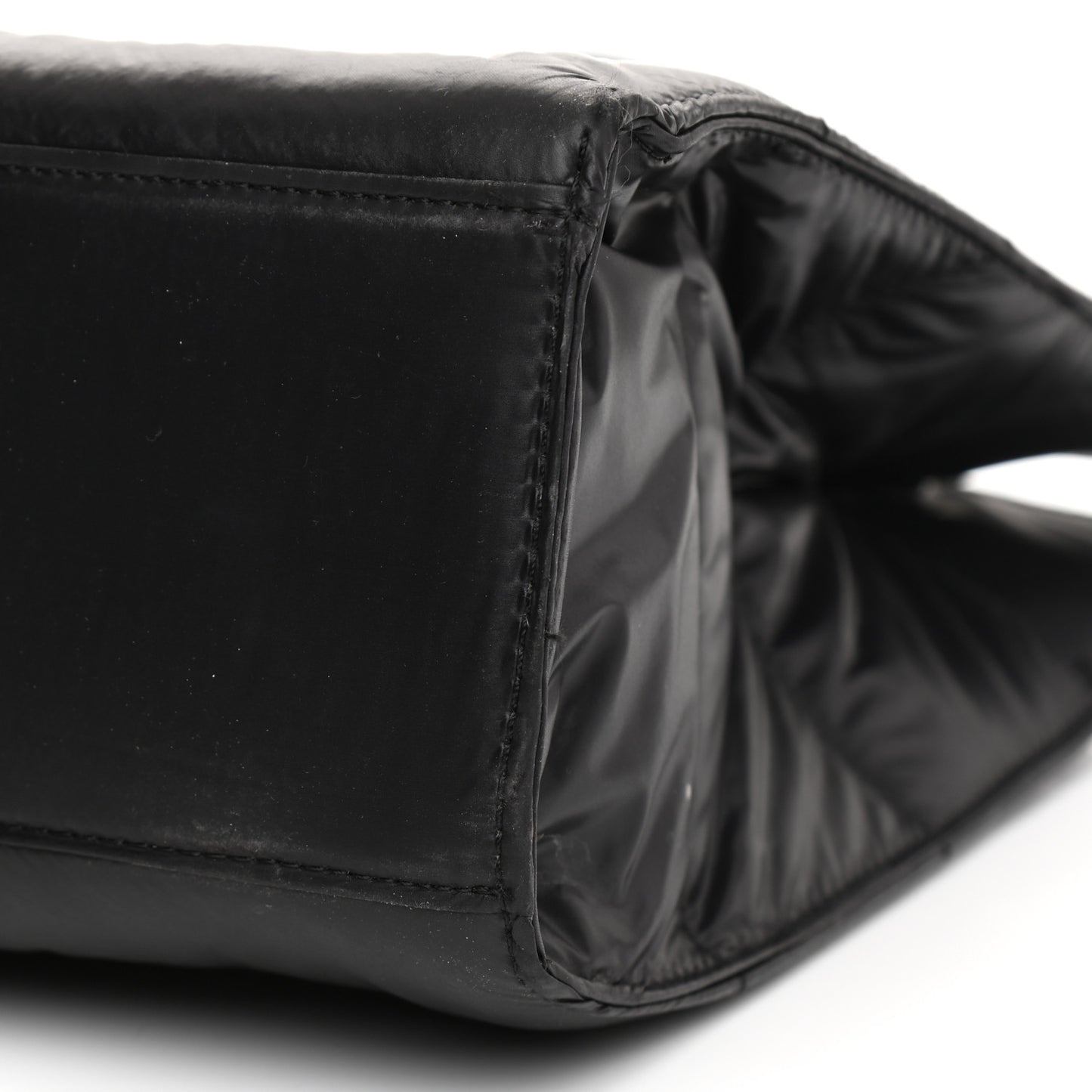 Nylon Medium Puff Shopping Bag Black